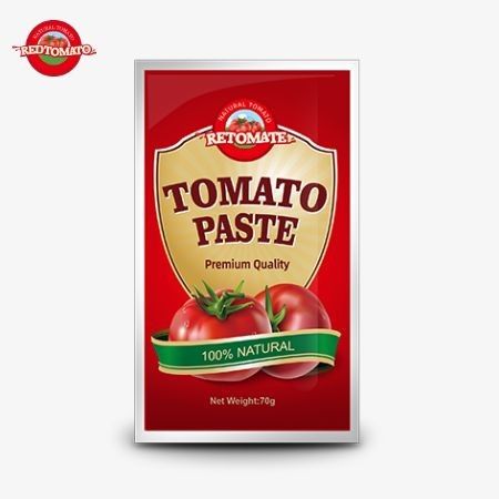 Sacchetti piatti a prezzo di fabbrica di 70 g di pasta di pomodoro disponibili con livelli di purezza che vanno dal 30% al 100%