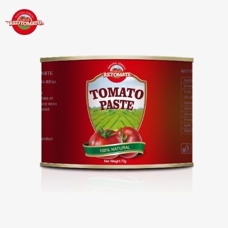 Concentrato di pomodoro in scatola di qualità superiore contenuto in una scatola da 70 g con coperchio facile da aprire