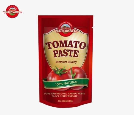 50g di pasta di pomodori in sacchetto in piedi soddisfa gli standard ISO HACCP e BRC e rispetta i regolamenti di produzione della FDA
