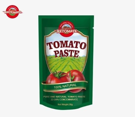 50g di pasta di pomodori in sacchetto in piedi soddisfa gli standard ISO HACCP e BRC e rispetta i regolamenti di produzione della FDA
