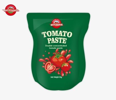 La pasta di pomodori in sachet stand-up, in dimensioni da 56 g offre un prodotto puro senza additivi.