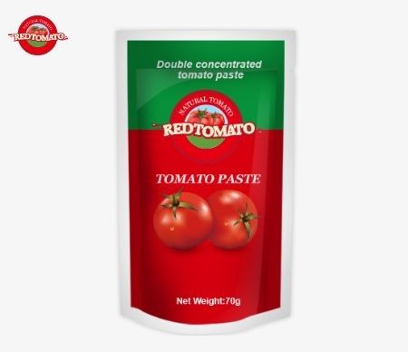 Sacchetti di pasta di pomodoro di alta qualità disponibili sia in piattaforma che in stand-up, doppiamente concentrati e con un peso di 70 g