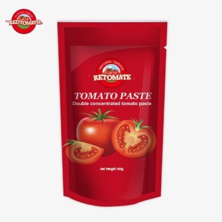 OEM 100g Stand-Up Sachet contiene pasta di pomodoro a doppia concentrazione con purezza compresa tra il 30% e il 100%