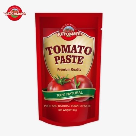 OEM 100g Stand-Up Sachet contiene pasta di pomodoro a doppia concentrazione con purezza compresa tra il 30% e il 100%