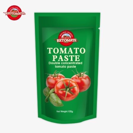 Pasta di pomodori di alta qualità da 100 grammi, proveniente da una fabbrica rinomata in Cina.