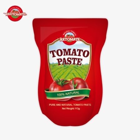 La fabbrica di pasta di pomodoro produce 113 grammi di bustine in conformità con gli standard di produzione ISO HACCP BRC e FDA