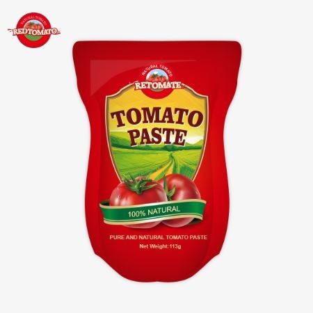 La fabbrica di pasta di pomodoro produce 113 grammi di sacchetti in piedi secondo gli standard di produzione ISO HACCP BRC e FDA