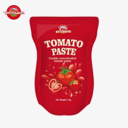 La fabbrica di pasta di pomodoro produce 113 grammi di sacchetti in piedi secondo gli standard di produzione ISO HACCP BRC e FDA