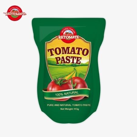La fabbrica di pasta di pomodoro produce 113 grammi di sacchetti in piedi secondo gli standard di produzione ISO HACCP BRC e FDA