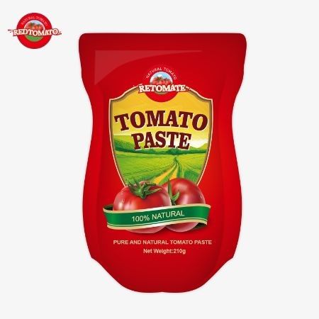 210g In Stand Up Sachet La pasta di pomodoro è prodotta in conformità con gli standard di produzione ISO HACCP BRC e FDA