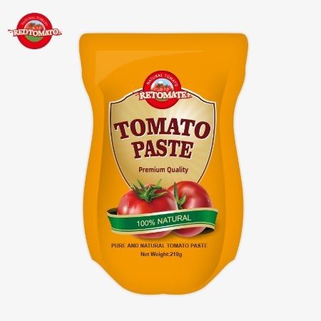 La produzione di pasta di pomodori in sacchetto stand-up da 210 g rispetta gli standard ISO HACCP BRC e FDA