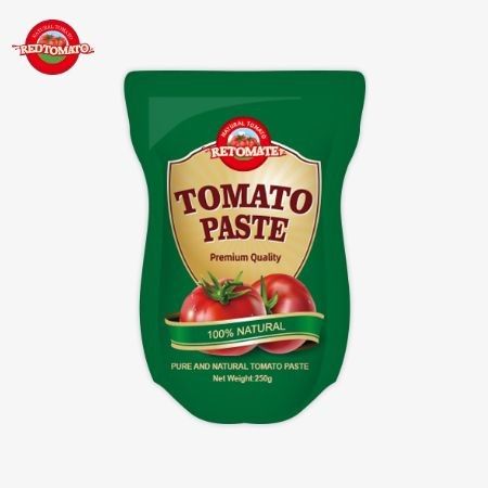 La sacchetta è composta da 250 grammi di pasta di pomodori dolci e pungenti con una purezza compresa tra il 30% e il 100%