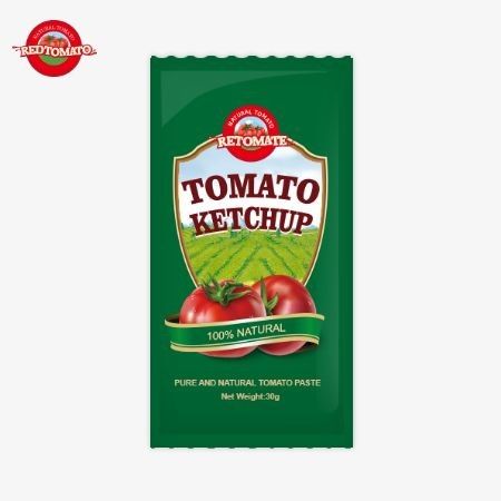 OEM Petit Sachet Tomato Ketchup 30g Sapore Acido Dolce Sapore Naturale Puro Standard ISO HACCP BRC FDAl