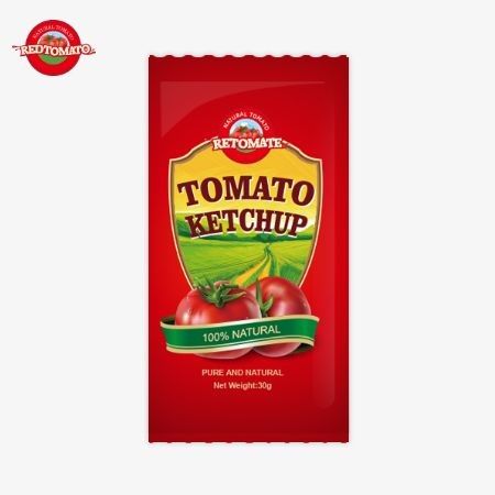 OEM 30g sachet di ketchup di pomodoro con puro sapore naturale conforme agli standard ISO HACCP BRC e FDA
