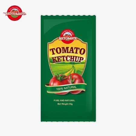 30g OEM Tomato Ketchup Sachet con puro sapore naturale soddisfa gli standard ISO HACCP BRC e FDA per qualità e sicurezza