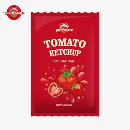 Sachet di ketchup di pomodori OEM da 36 g con sapore puro e naturale soddisfa gli standard ISO HACCP BRC e FDA