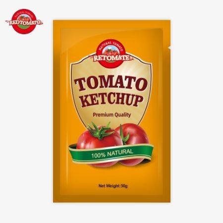 Prezzo di fabbrica 50g Sachet Ketchup fornisce confezioni convenienti e facili da usare per un consumo piacevole