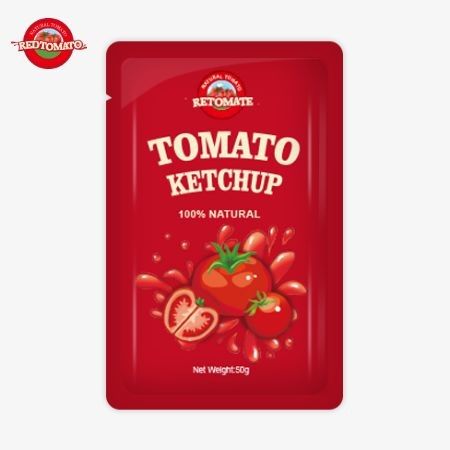 Distribuzione globale di sacchetti di ketchup personalizzati da 50 grammi per alta qualità e certificati da ISO HACCP e FDA