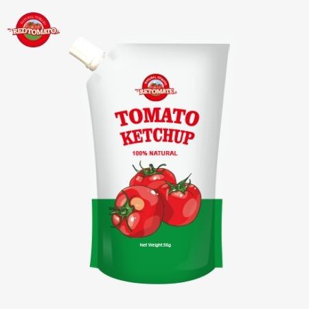 Sachet di ketchup puro con sapore naturale, conforme alle norme internazionali di produzione