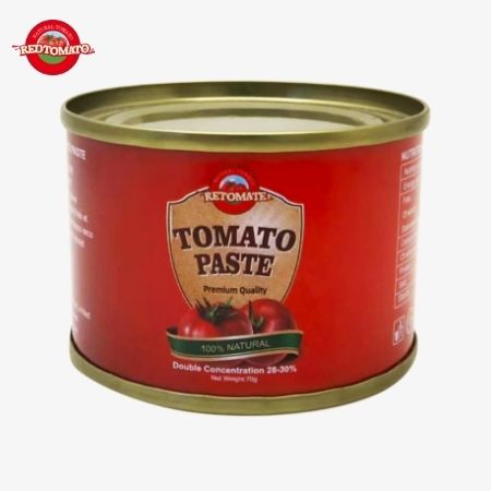 Retomate 70g Concentrato di Pomodoro in Scatola Con Brix 28–30% Disponibile Anche Con Marchio Proprio e Servizi Completi di Design del Marchio e Confezione