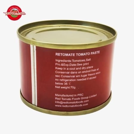 Retomate 70g Concentrato di Pomodoro in Scatola Con Brix 28–30% Disponibile Anche Con Marchio Proprio e Servizi Completi di Design del Marchio e Confezione