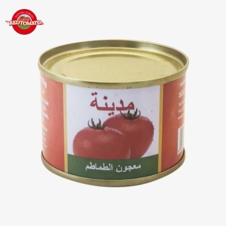Madina 70g Pasta di pomodori in scatola con Brix 28-30% Fornisci marchio e design dell'imballaggio