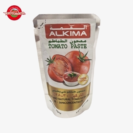 ALKIMA  Busta da 70g di Passata di Pomodoro Stand Up 28–30% Brix: Marchio Retomate o OEM Personalizzabile