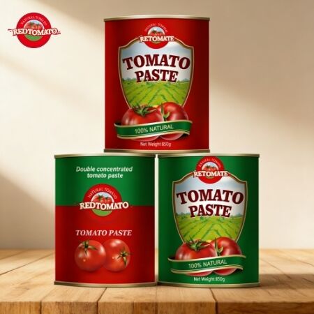 850g Doppio Concentrato di Pomodoro in Lattine Facilmente Apribili e Convenienti con Certificazione ISO, HACCP, BRC, FDA
