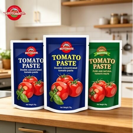Prezzo di fabbrica Custom stampato Stand Up sacchetto 70g pasta di pomodoro sacchetto imballaggio alimentare sacchetto sacchetto