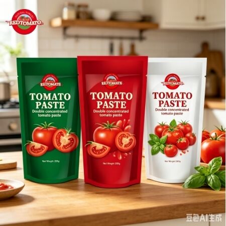 200g Stand-Up Sachet Tomato Paste with Triple Concentration and ISO HACCP BRC Standards