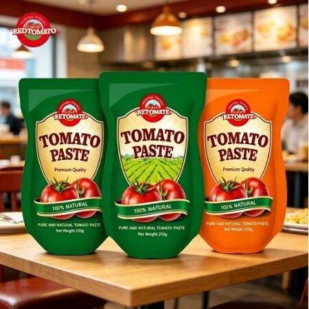 210 g di pasta di pomodori in sacchetto con concentrazione tripla e certificazione ISO HACCP BRC FDA