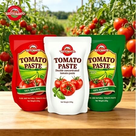 Concentrato di pomodoro in bustina stand-up da 250 g con purezza al 30%-100% e sapore dolce e piccante