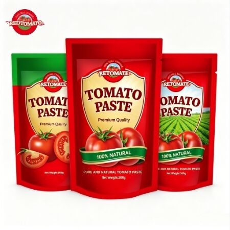 500 g di pasta di pomodori in sachet a tre concentrazioni e sapore acido-dolce