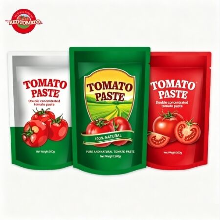 Doppia pasta di pomodori concentrata in bustine in piedi a 500 g per un uso conveniente