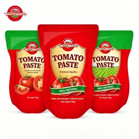 1100 g di pasta di pomodori in sacchetto con concentrazione tripla e certificazioni ISO, HACCP, BRC, FDA
