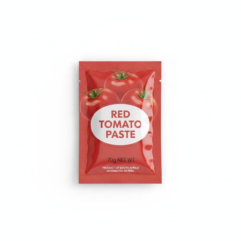 70g OEM Private Label Red Tomato Paste Sachet Custom Brand Sud Africa Perù Distribuzione al dettaglio
