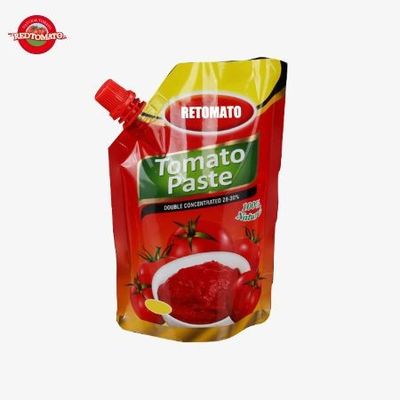 50g-500g di pasta di pomodoro doppio concentrato in sacchetto a piedi con bocconi