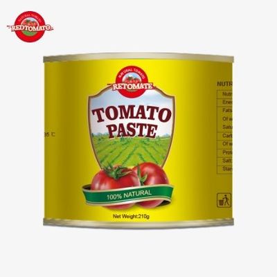 La pasta di pomodori in scatola da 210 grammi che offriamo è conforme agli standard alimentari ISO HACCP e BRC della FDA