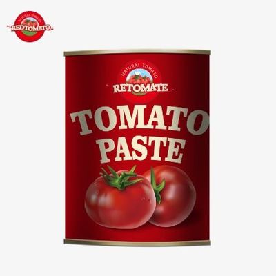 850g di pasta di pomodori in scatola di qualità superiore con una concentrazione di 28/30% di Brix, meticolosamente realizzata in Cina.