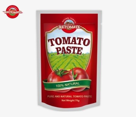 Sacchetti di pasta di pomodori premium da 70 g, doppiamente concentrati, sia in piattaforma che in stand-up