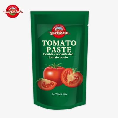 Pasta di pomodoro al 100% di purezza confezionata in un sacchetto da 100 grammi