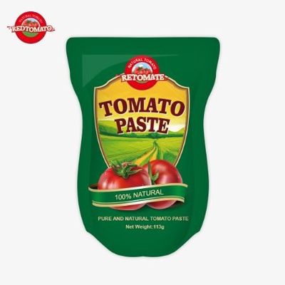 La fabbrica di pasta di pomodoro produce 113 grammi di sacchetti in piedi secondo gli standard di produzione ISO HACCP BRC e FDA