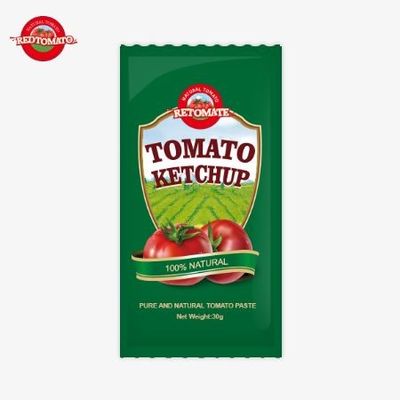 OEM Petit Sachet Tomato Ketchup 30g Sapore Acido Dolce Sapore Naturale Puro Standard ISO HACCP BRC FDAl
