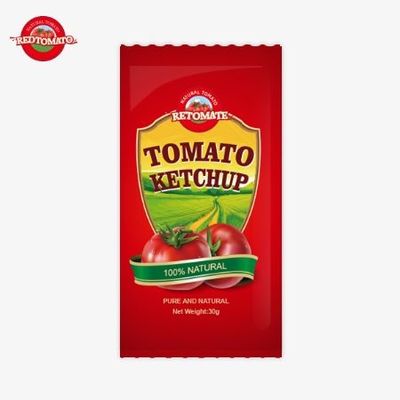 OEM 30g sachet di ketchup di pomodoro con puro sapore naturale conforme agli standard ISO HACCP BRC e FDA