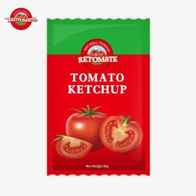 Sacchetto di ketchup di pomodoro OEM da 36 g con sapore naturale puro, conforme agli standard ISO HACCP e FDA