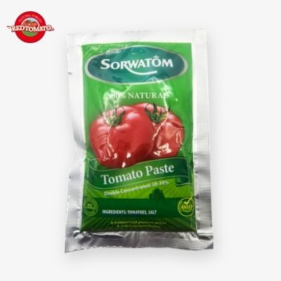 70g Sachet piatto di concentrato di pomodoro, Brix 28–30%, disponibile con il marchio Retomate o personalizzabile con il tuo OEM