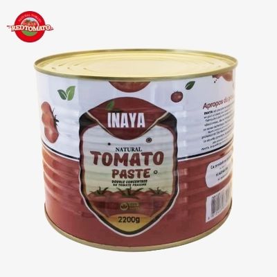 INAYA 2200g Pasta di pomodoro in scatola con coperchio duro e aperto concentrato a Brix 28 ∼ 30% disponibile con servizi di progettazione di imballaggi.