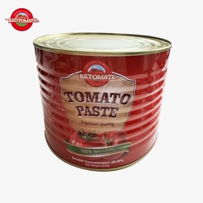 Retomate 2200g in scatola di pasta di pomodoro con un Brix del 28 ¢ 30% disponibile come nostro marchio e con un servizio completo di branding e packaging design