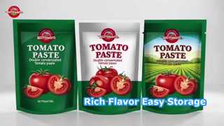 Fornitura di fabbrica Concentrato di pomodoro Bustina stand up da 500 g Confezione conveniente Sapore ricco